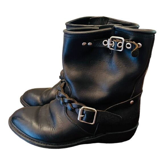GOLDEN GOOSE Short Biker Boot w/ Braid black leather sz 38 buckle GGDB authentic - Picture 4 of 16